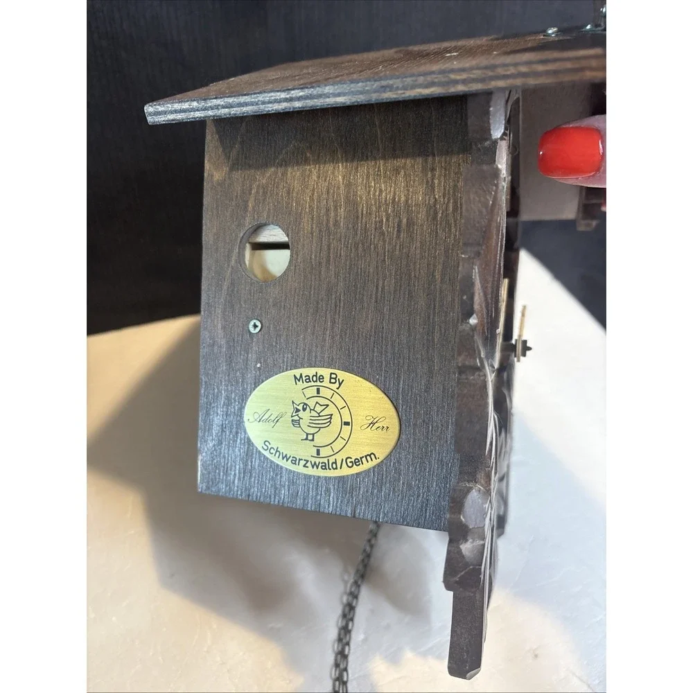 Adolf Herr German Cuckoo Clock Black Forest Antique Wood Brass Untested As Is